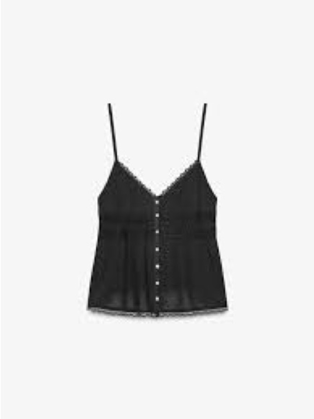 Zara Black Lace-Trim Button Front Cami